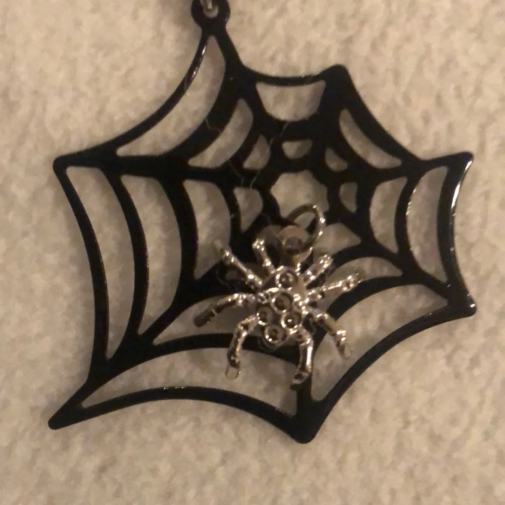Halloween Black Silver Spider and Web Bracelet